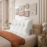 Large Wedge Headboard Backrest Reading Pillow — Flower White